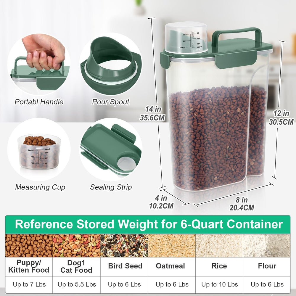 TBMax bottle green dog food container with lid latch demonstrates secure, mess-free closure.