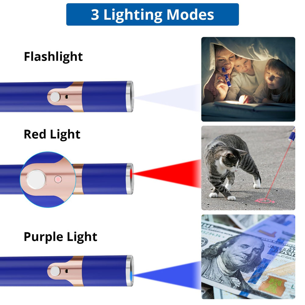 TBTeek cat toy blue white-mode glow aids nighttime play