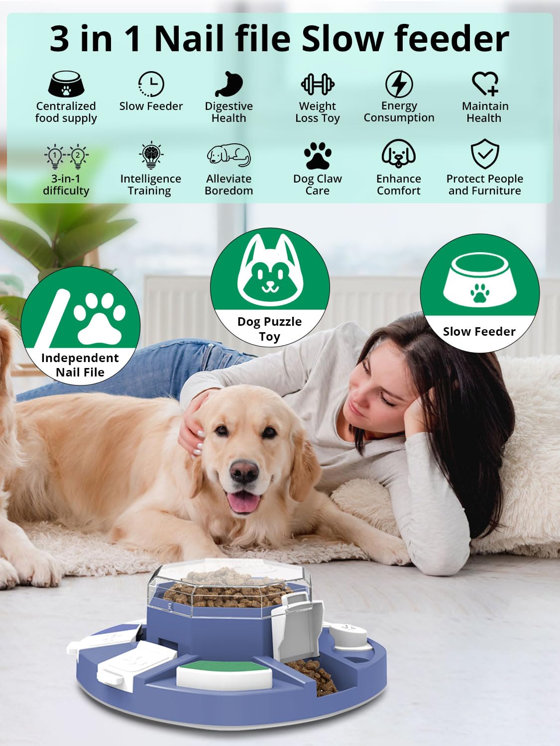 TBTeek dog puzzle toy blue puzzle action activates brain and rewards curiosity.