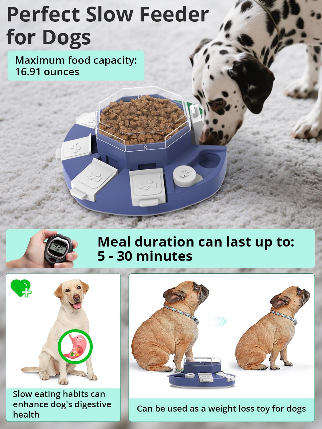 TBTeek dog puzzle toy compartments lids reveal treats and challenge senses.
