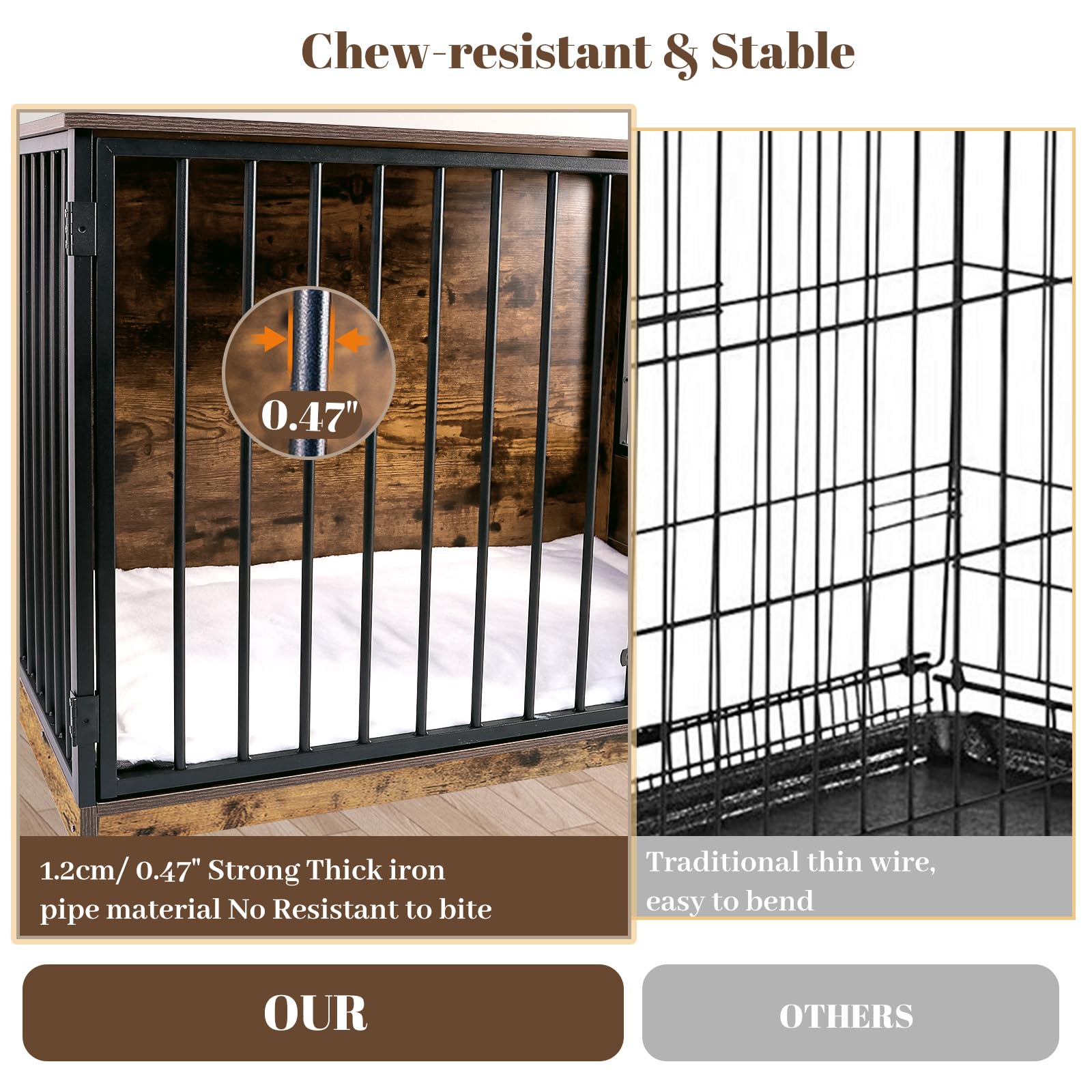 TBWIND spacious interior fits dogs up to 100 pounds for larger breeds.