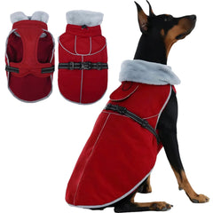 T'CHAQUE insulated dog winter jacket front view highlights waterproof shell for outdoor warmth