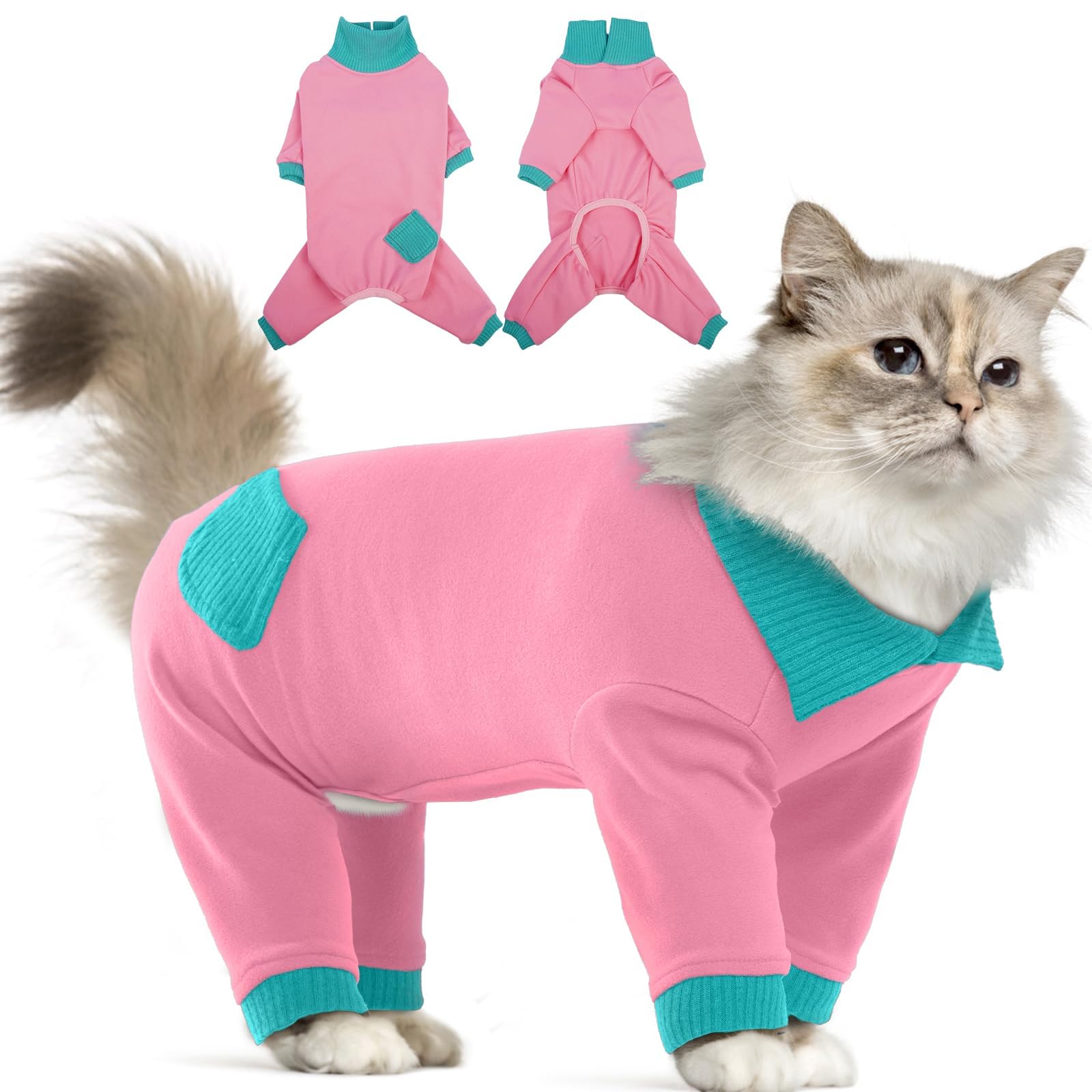 T'CHAQUE Sticky Hair Cat Clothes main view showing recovery-friendly design for cats
