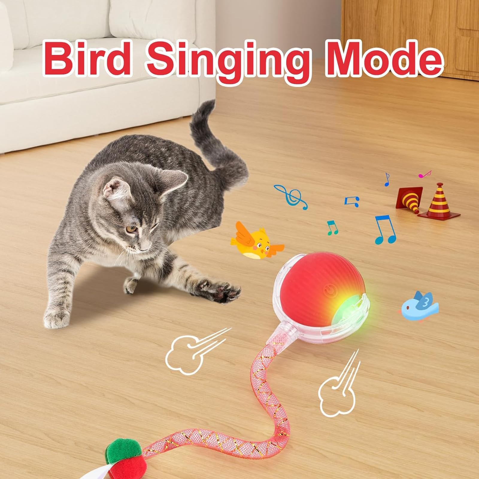 Tchernt rechargeable cat toy 300mah ready for extended play.