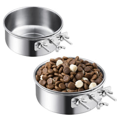 tchrules dog crate water bowl hanging view demonstrates spill-free hydration in cages.