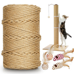 Tchrules sisal rope 262ft coil for scratch-post wrapping and durable scratching