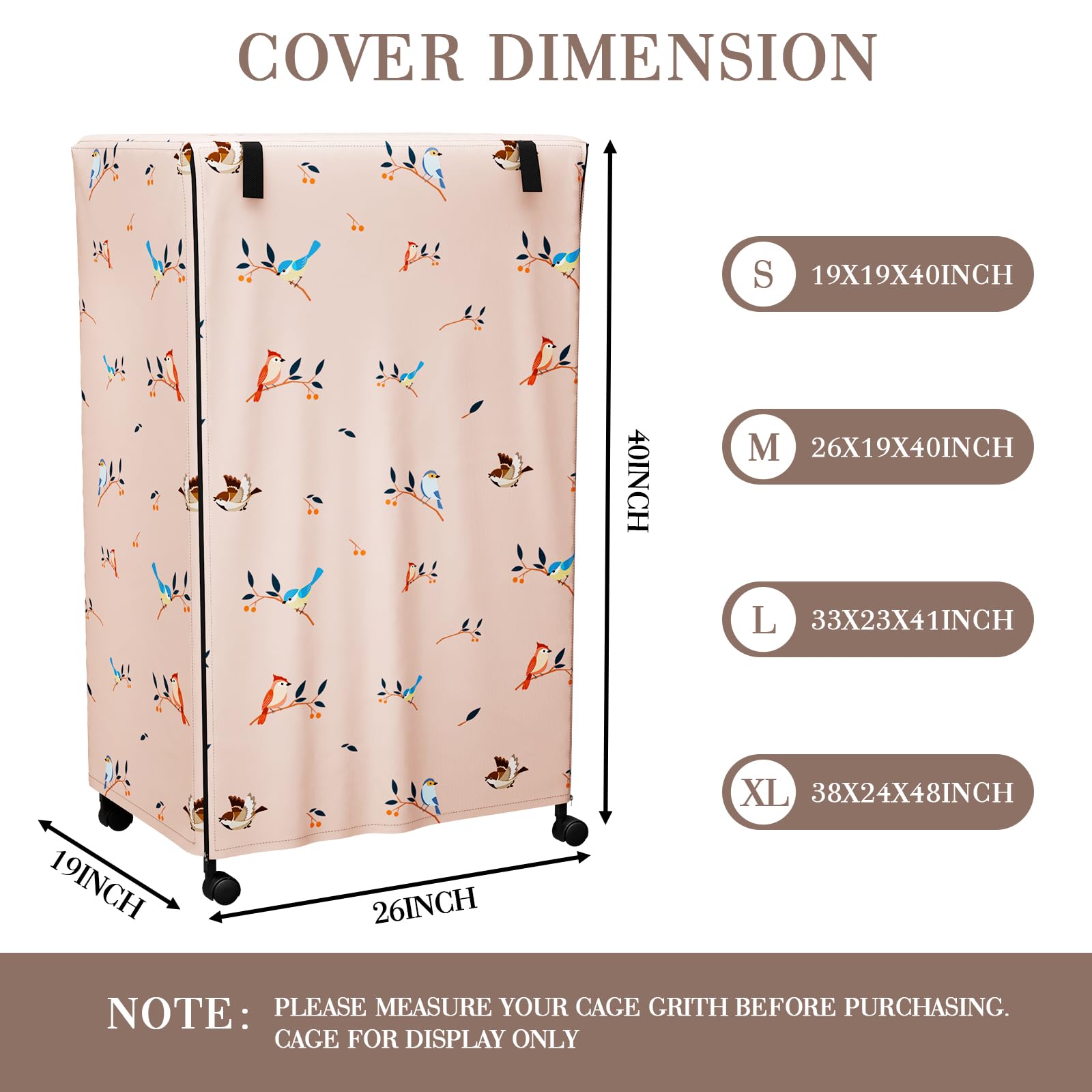 Tchvt Nighttime Bird Cage Cover bottom-elastic-hem demonstrates snug fit and secure shading.