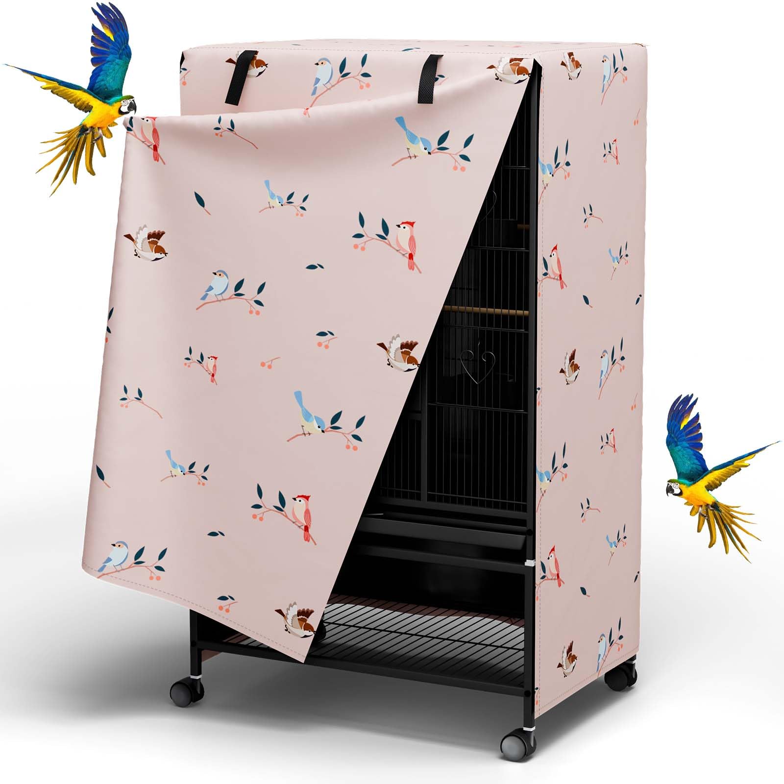 Tchvt Nighttime Bird Cage Cover front zipper view enables adjustable light for calmer nights.