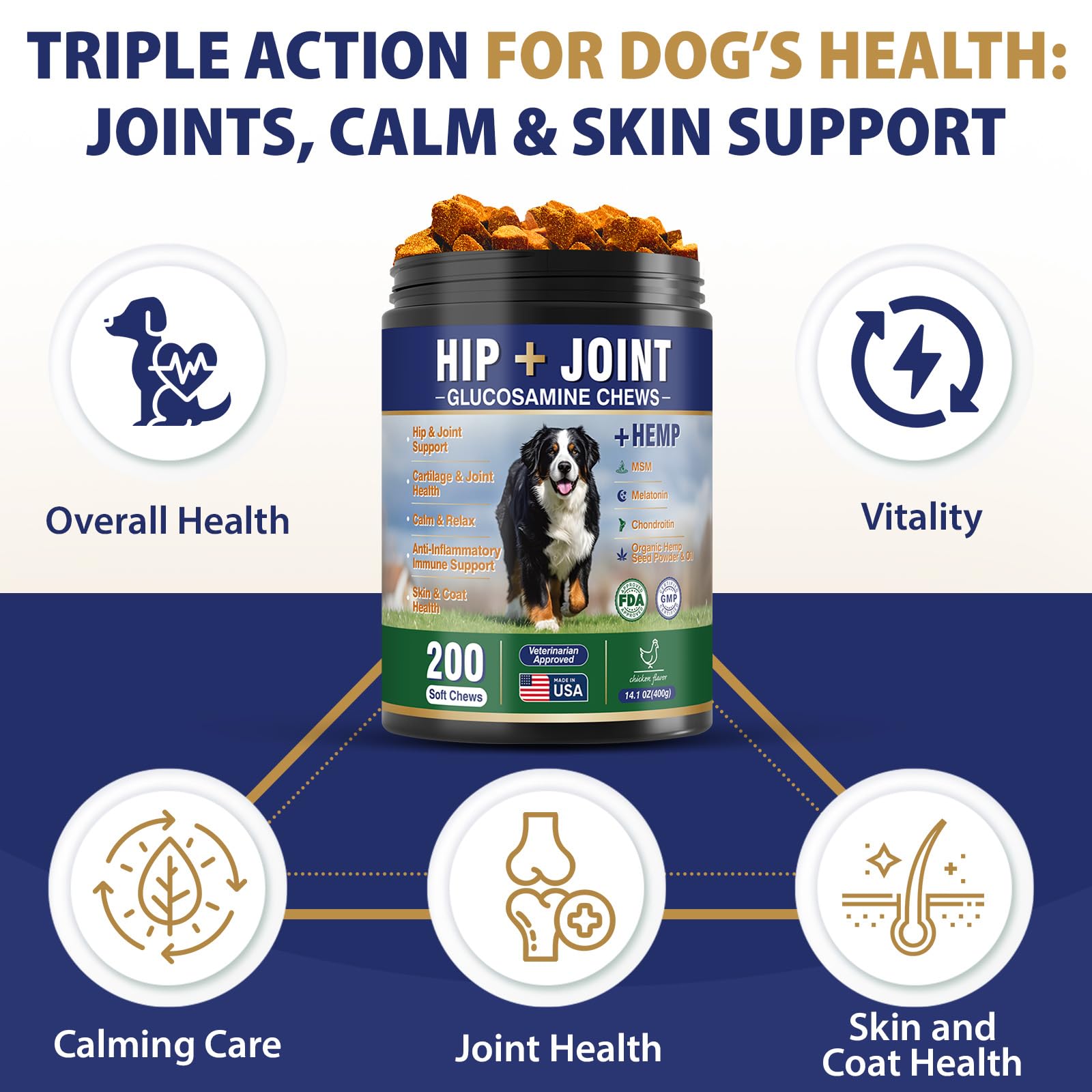 Tciika dog hip joint chews closeup texture highlights chewy consistency for easy feeding