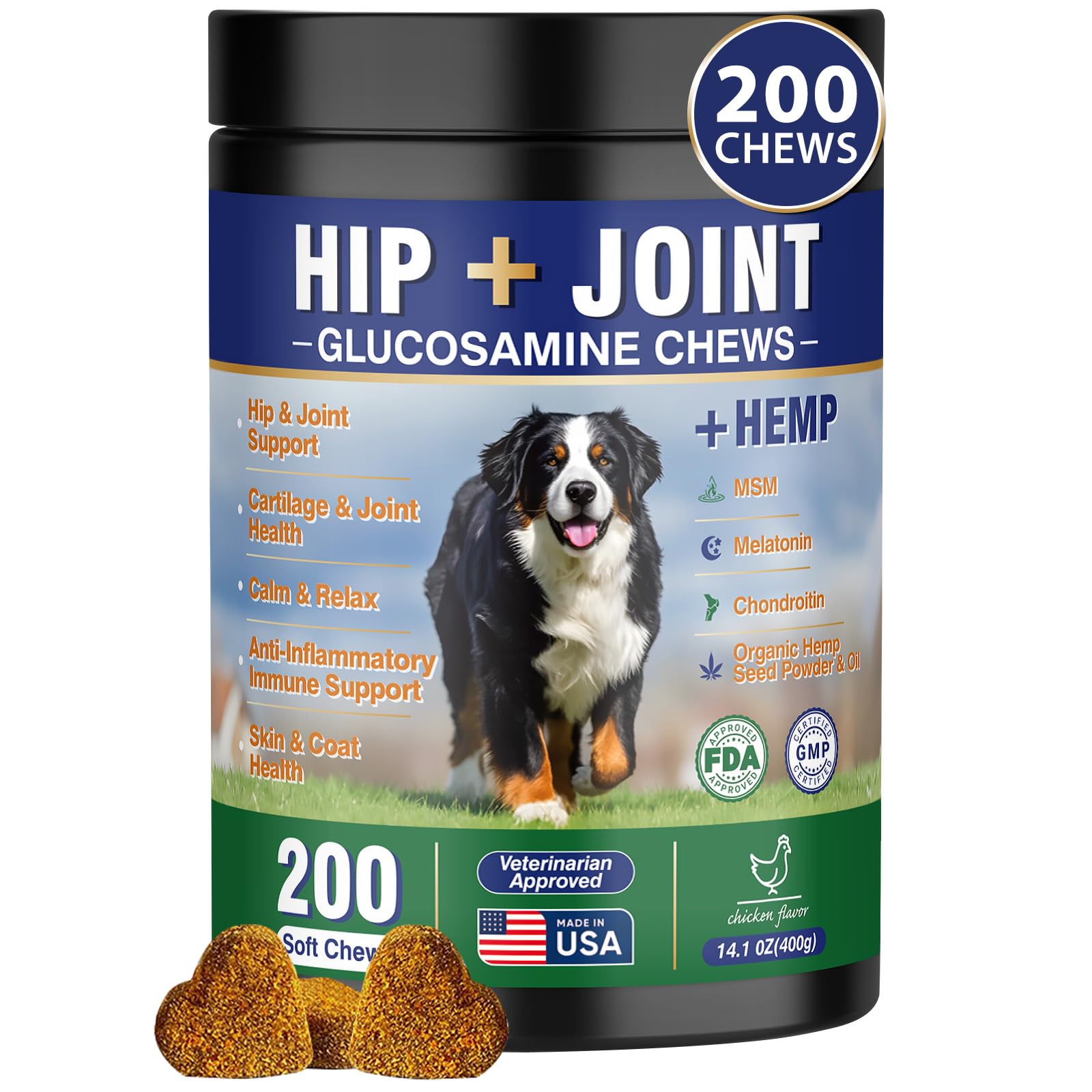 Tciika dog hip joint chews packaging showing premium joint support for dogs