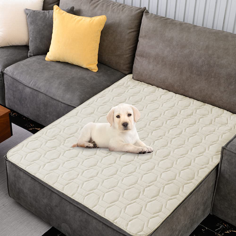 Tcksstex waterproof-anti-slip dog bed cover 40x50 ivory protects furniture and reduces slipping.