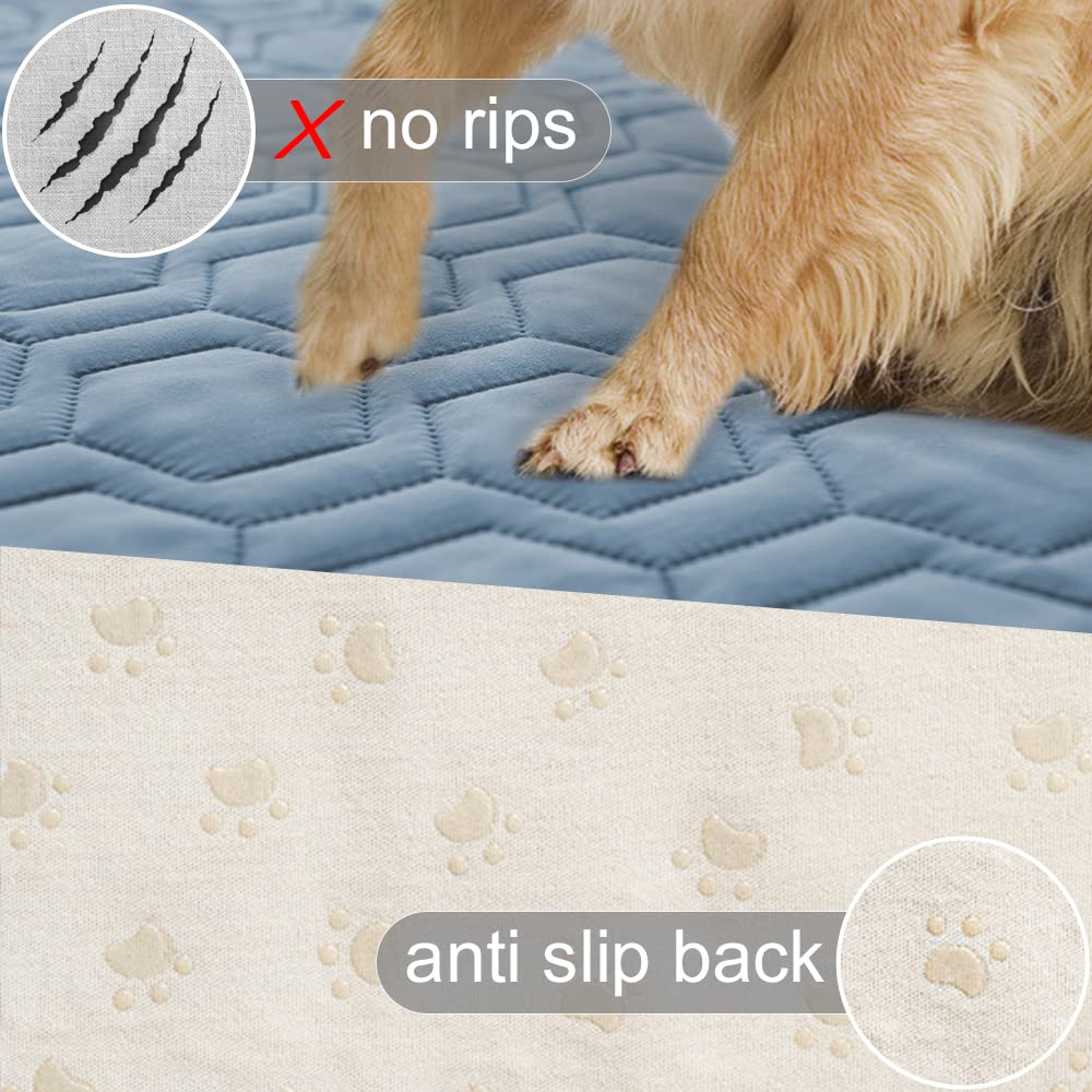 Tcksstex waterproof dog bed cover on furniture demonstrating anti-slip grip for steady placement
