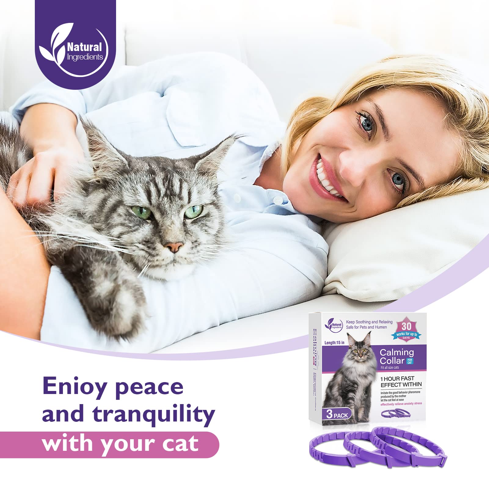 Tcllka calming cat collar fit-for-all-cats illustrating versatile sizing