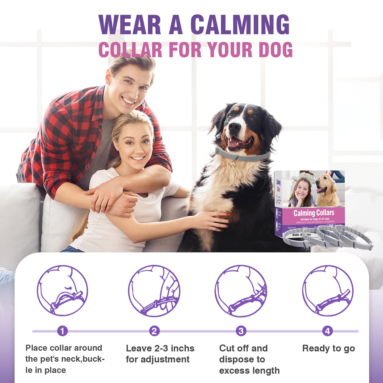 Tcllka calming collar all-sizes fit demonstrates flexible design.
