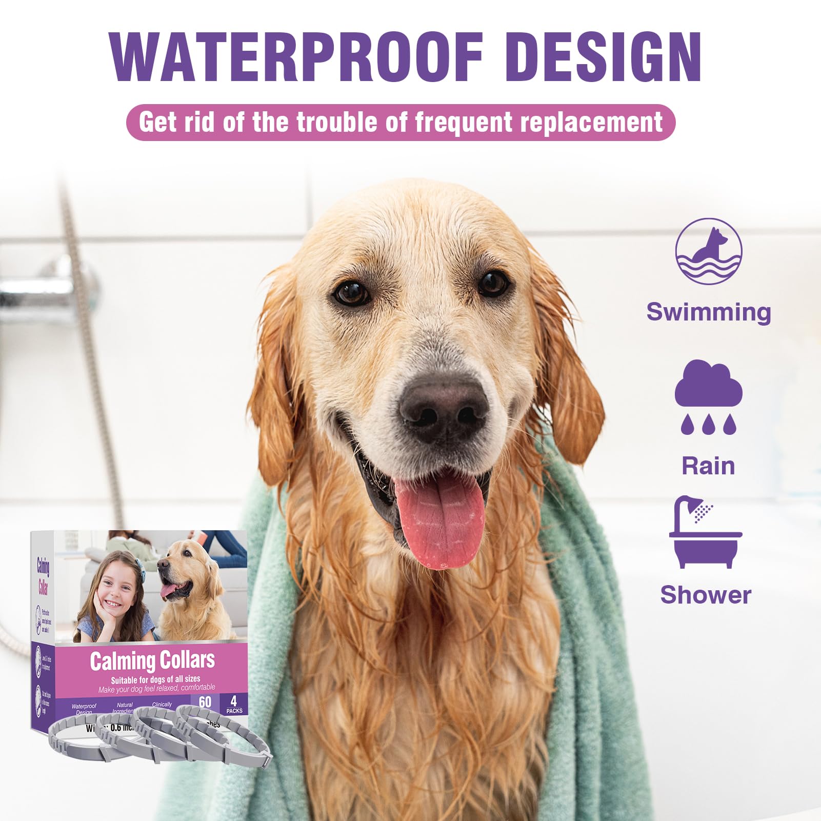 Tcllka calming collar adjustable to 25 inches to fit most dogs.