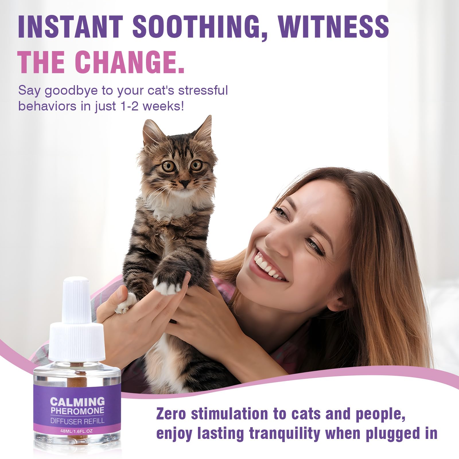 Tcllka diffuser helps manage storms, fireworks, and noise to reduce feline stress.