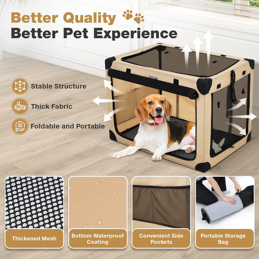 TCMOT 32-inch travel dog crate soft mat inside creates a cozy resting space for pets