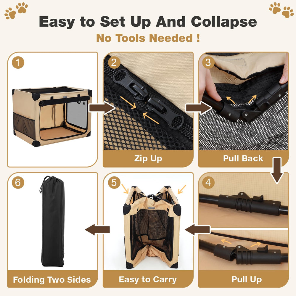 TCMOT travel dog crate in-car setup for road trips and outdoor outings