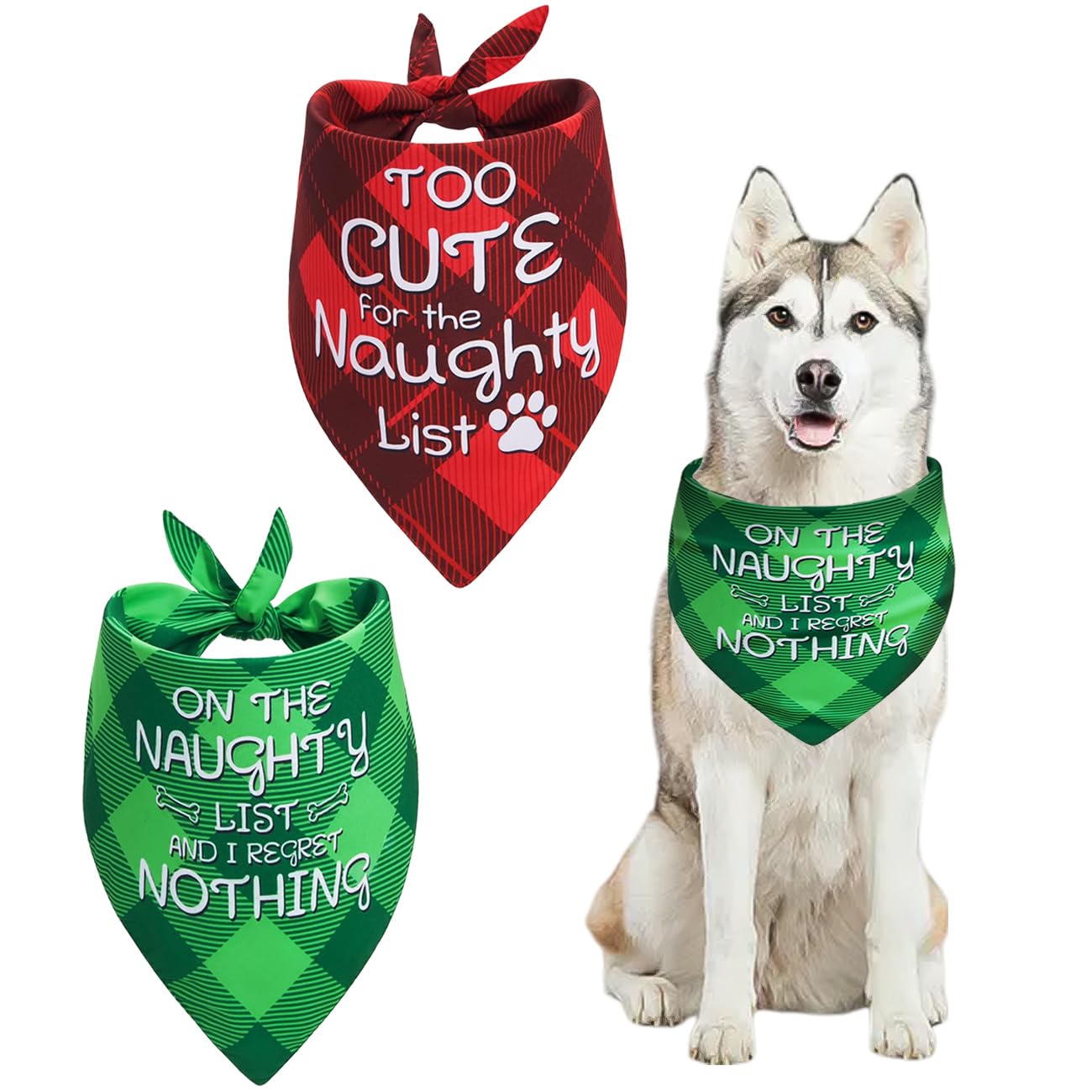 TCQWKNI Christmas dog bandana red, classic plaid for festive photos