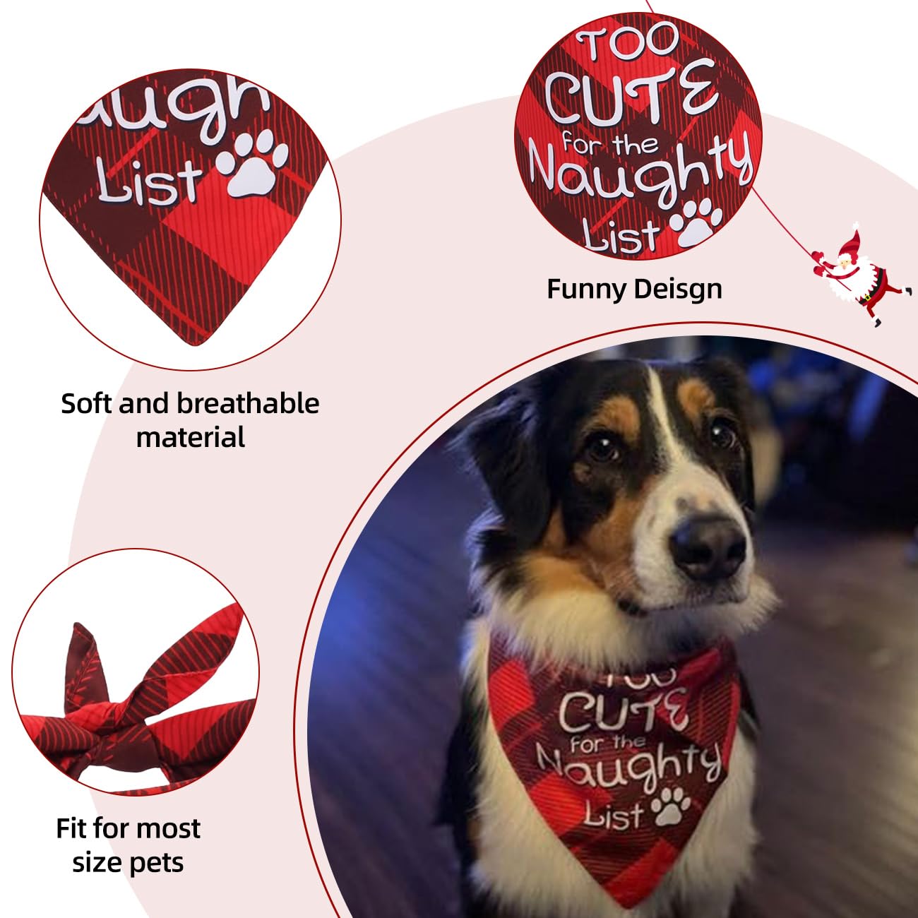 TCQWKNI dog bandana worn as scarf for holiday style