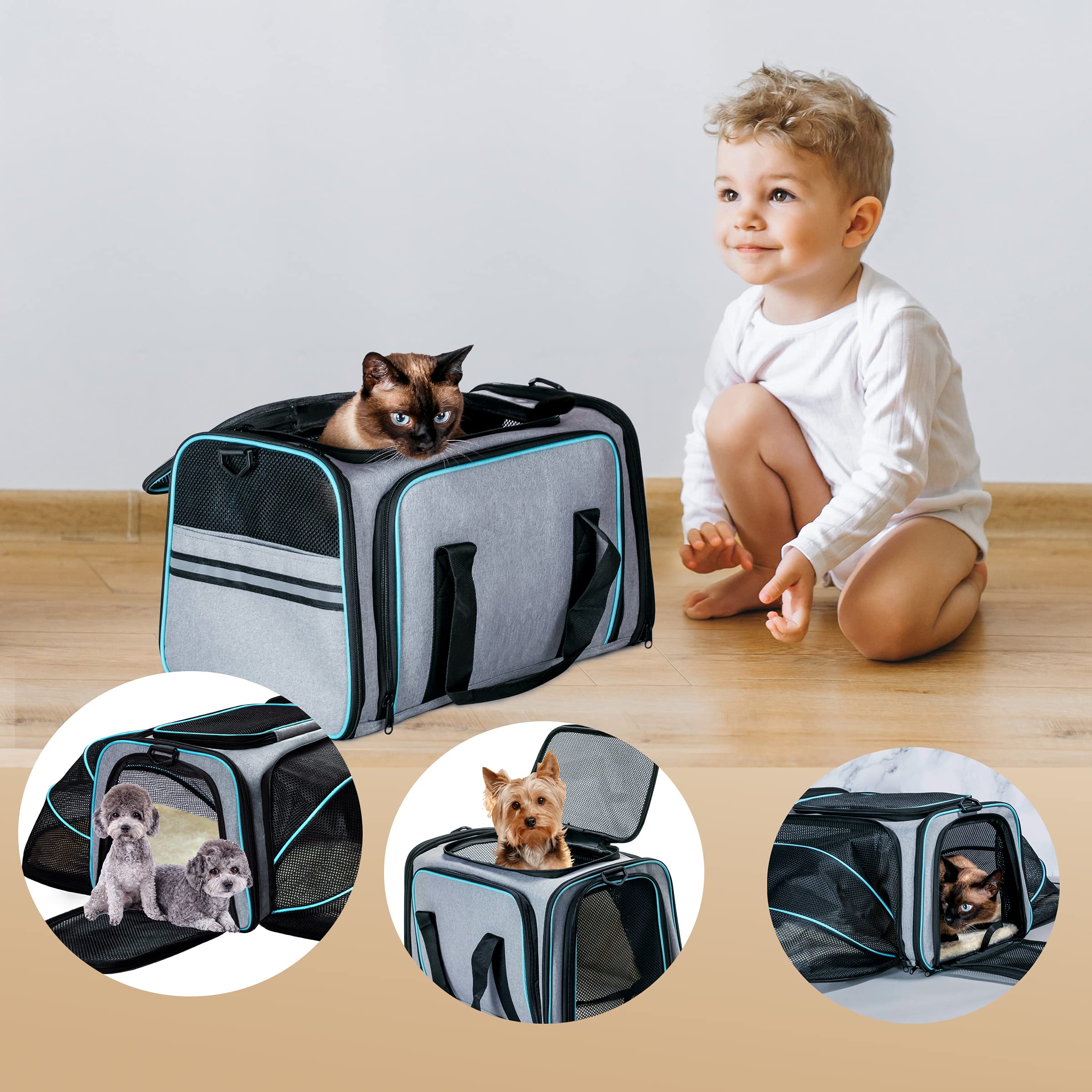 TDHDIKE cat dog carrier adjustable shoulder strap for comfortable hands free carrying