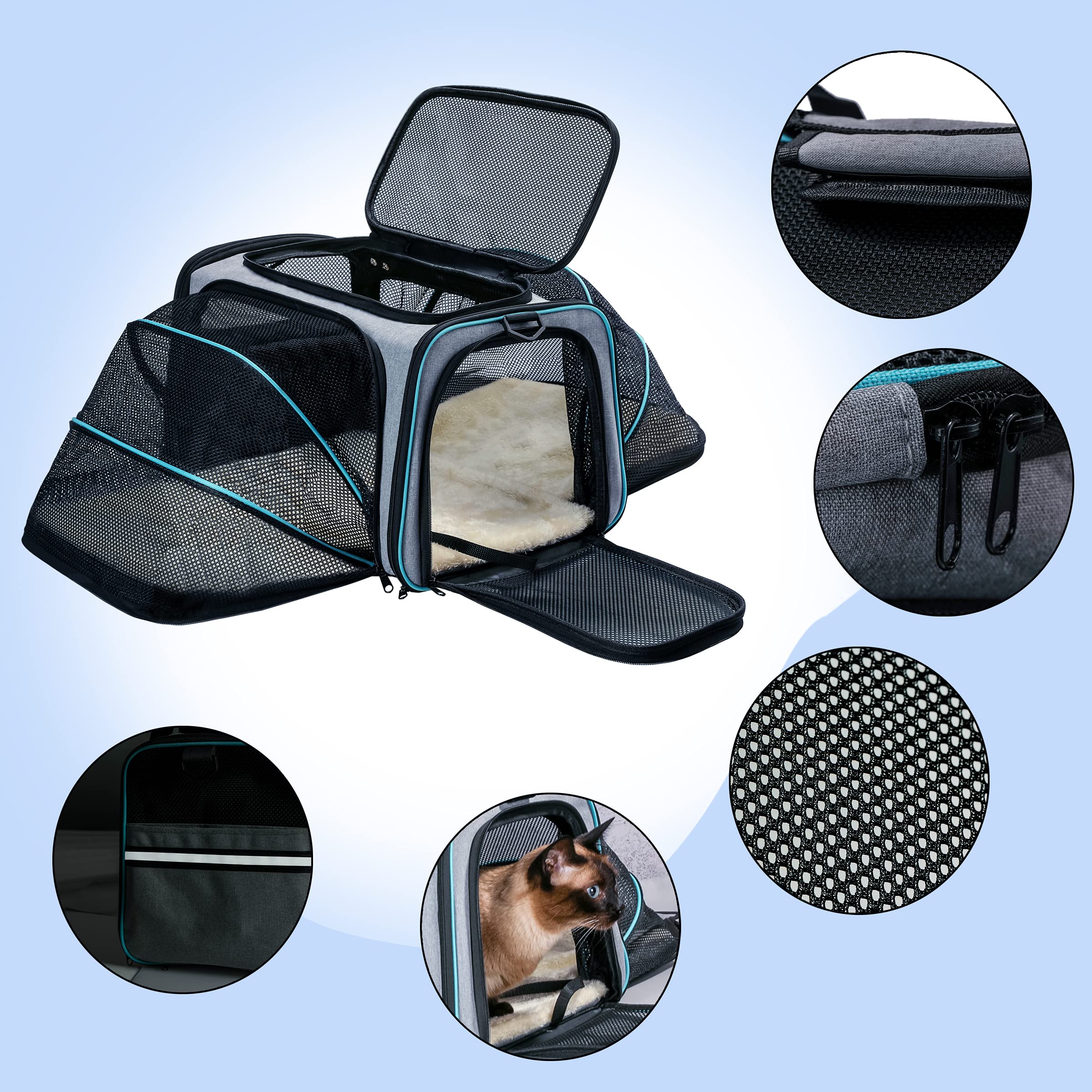 TDHDIKE cat dog carrier under seat compatibility for easy airport stowage