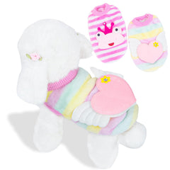 Teacup dog sweater pink striped fleece keeps tiny pups warm and stylish.