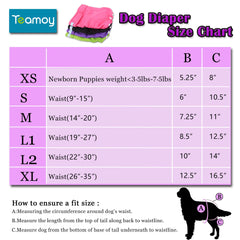 Teamoy dog diapers with adjustable magic tapes for a customizable snug fit.