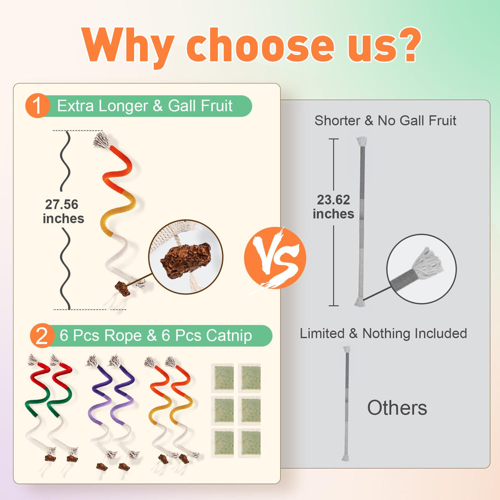 TEAWOO catnip rope toy close-up shows colors and scent.