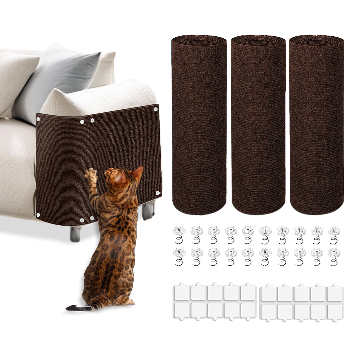 TEBANTY cat scratch mat rolls assembly shows easy DIY setup for durable protection