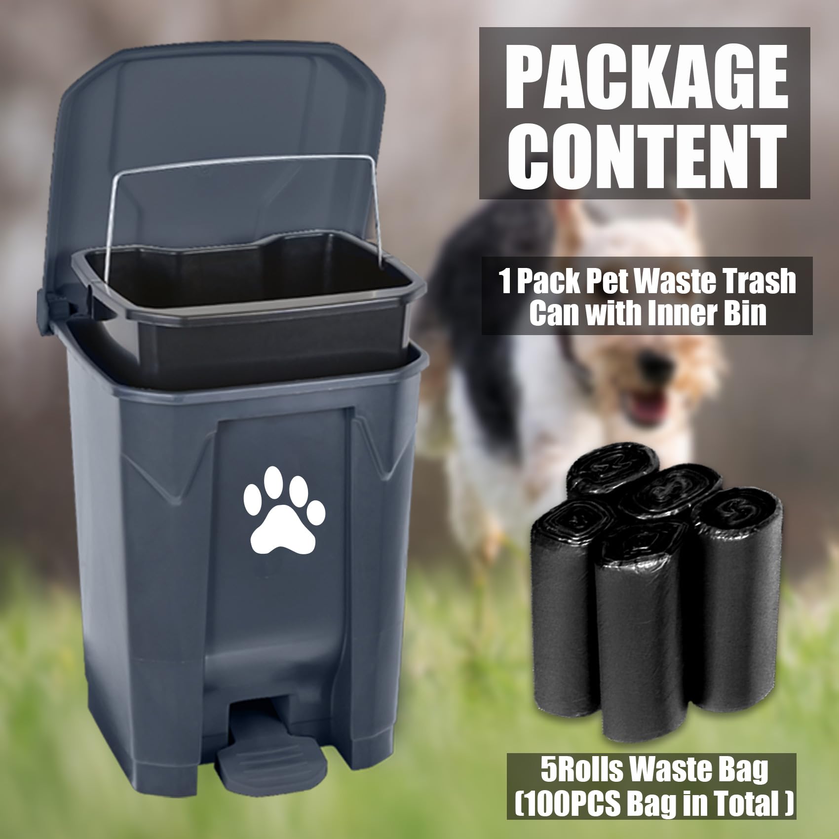tebiete 5 rolls waste bags included for convenient pet cleanup