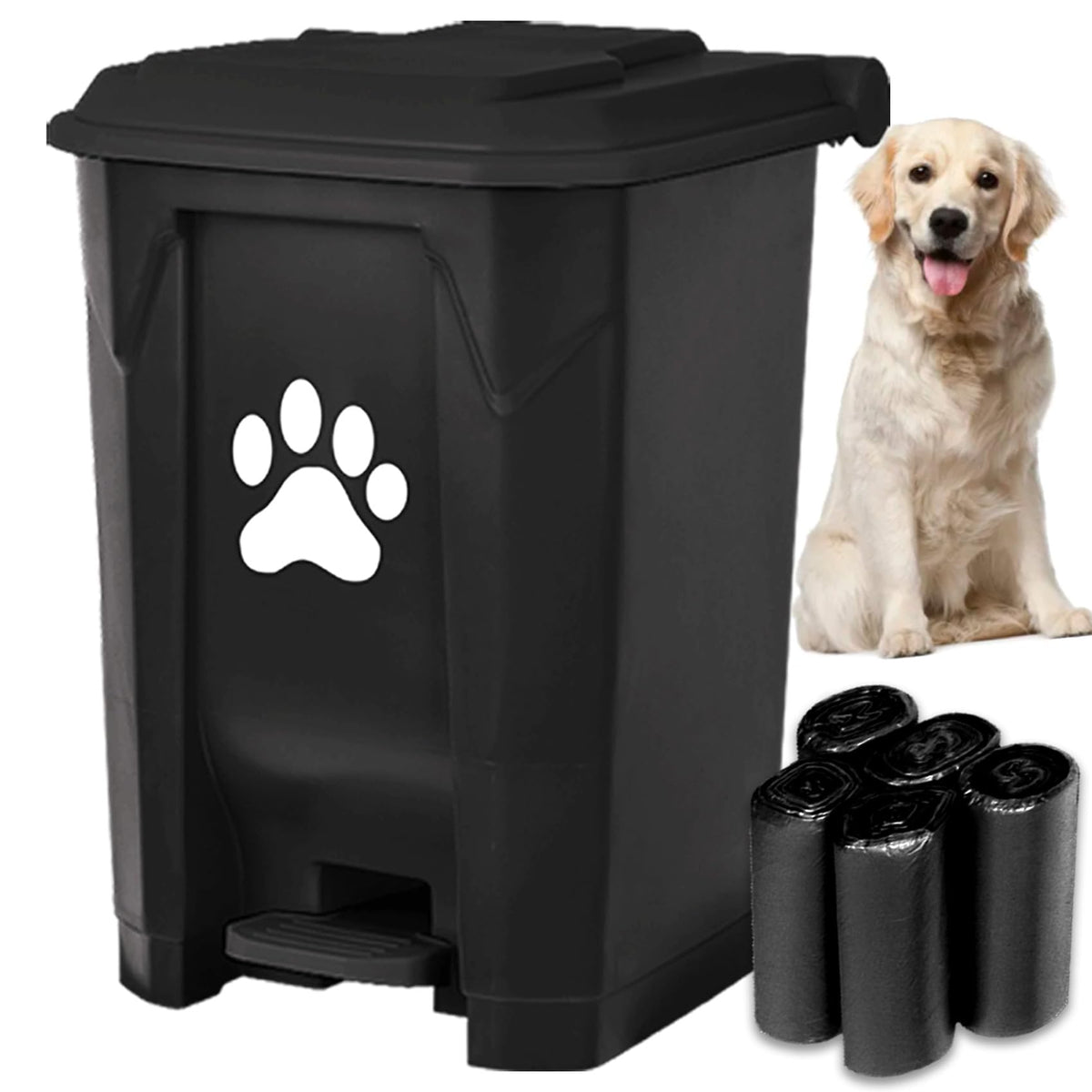 tebiete dog poop trash can with pedal keeps yards clean and odor-controlled.