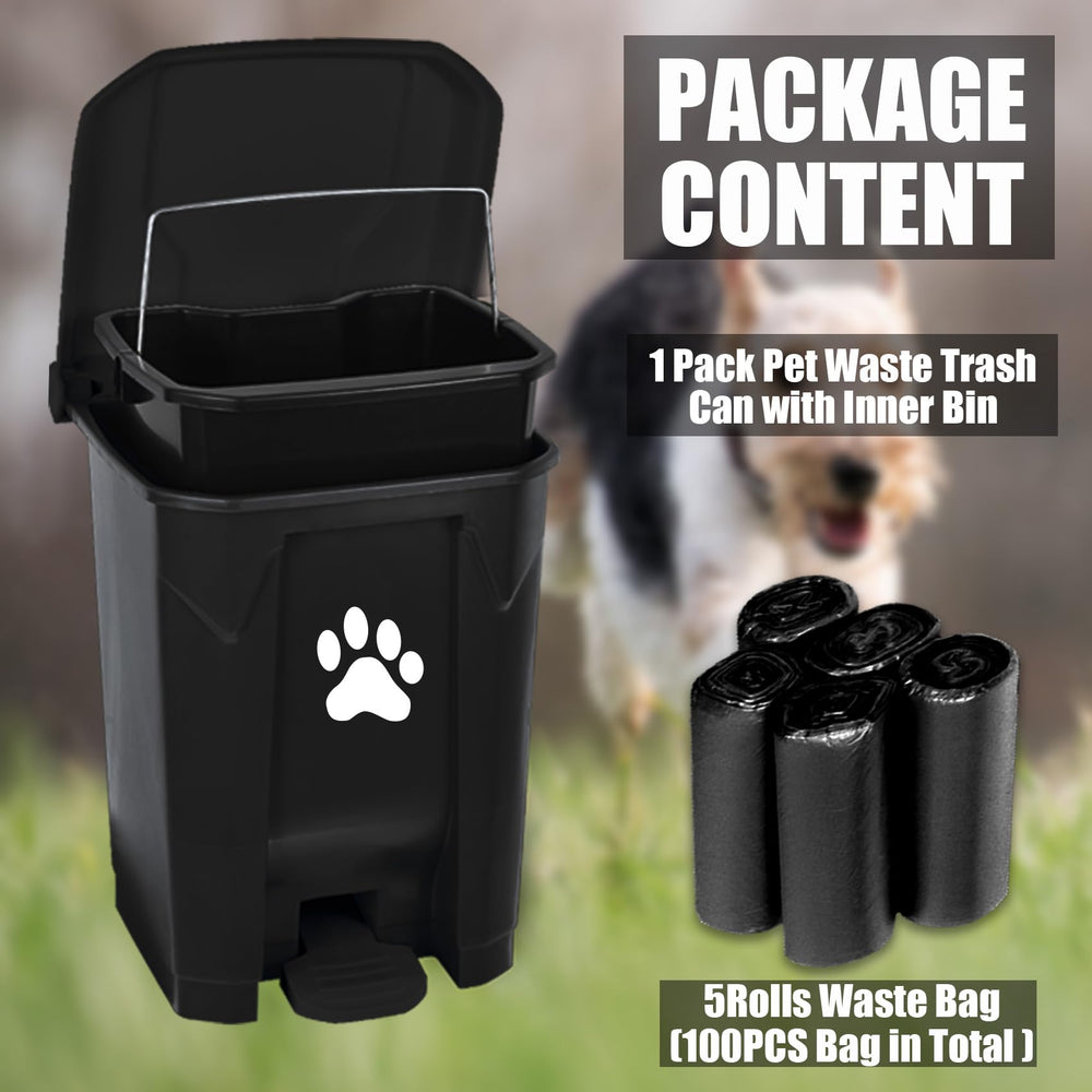 tebiete dog waste can with pedal keeps hands clean during disposal.