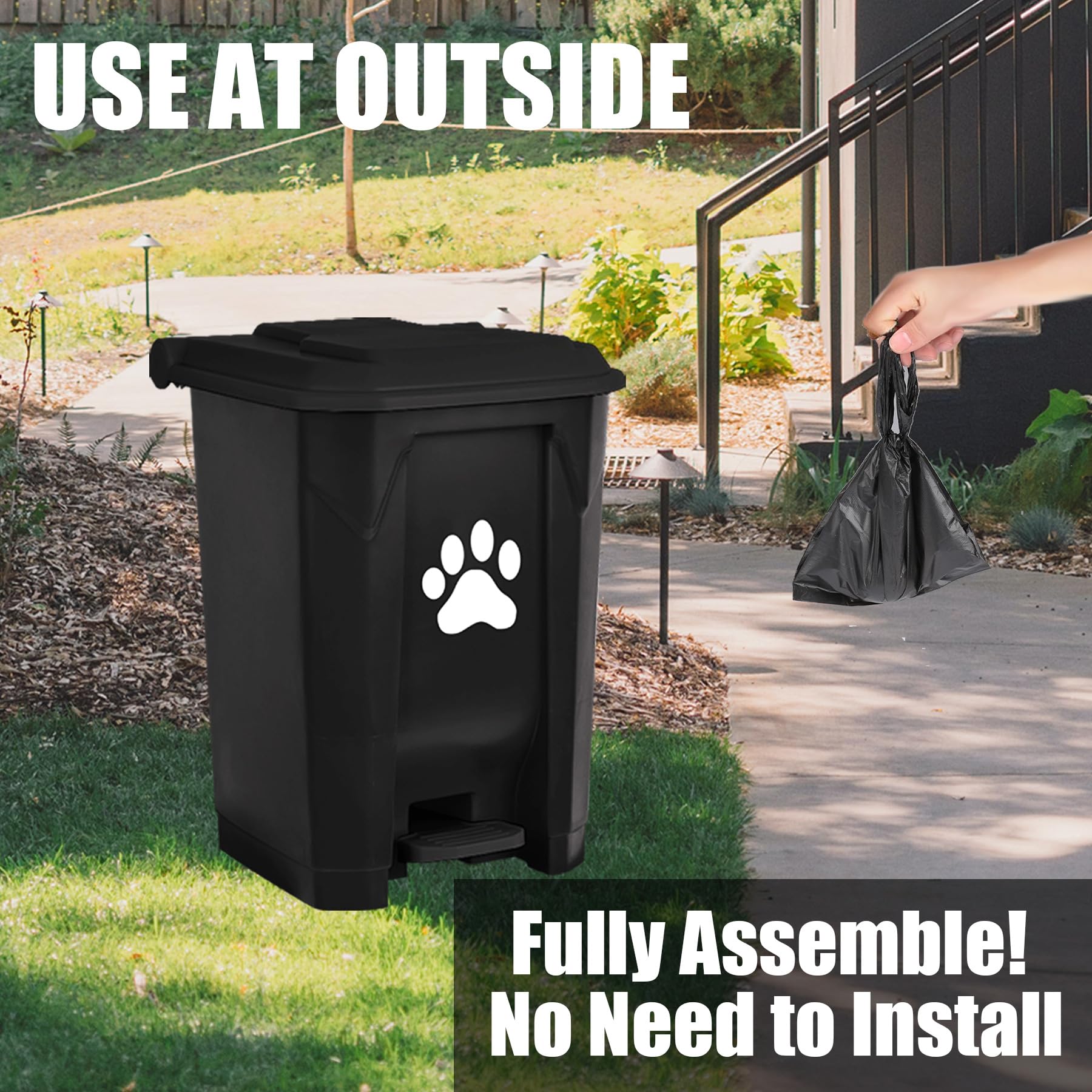 tebiete paw print design trash can signals quick waste disposal.