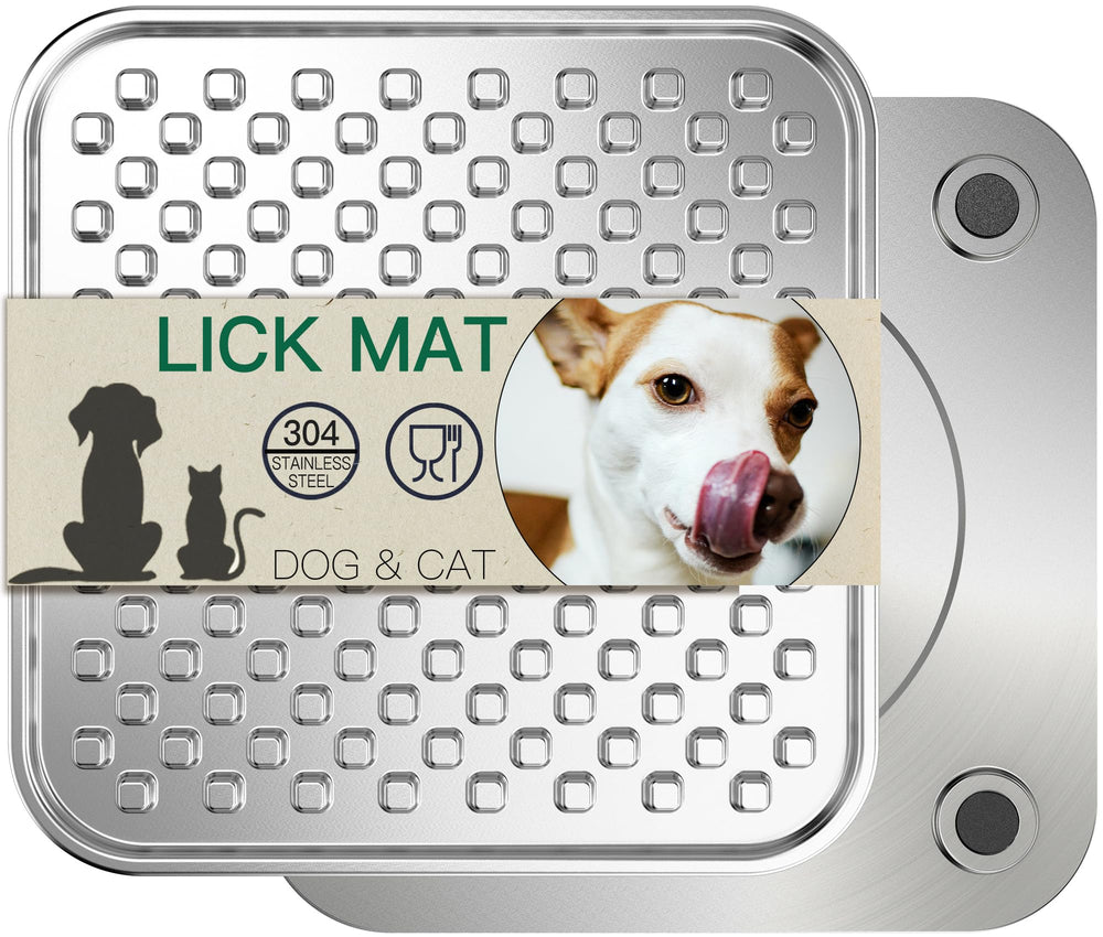 Techphardo stainless steel large lick mat close-up with raised maze for calming licking sessions.