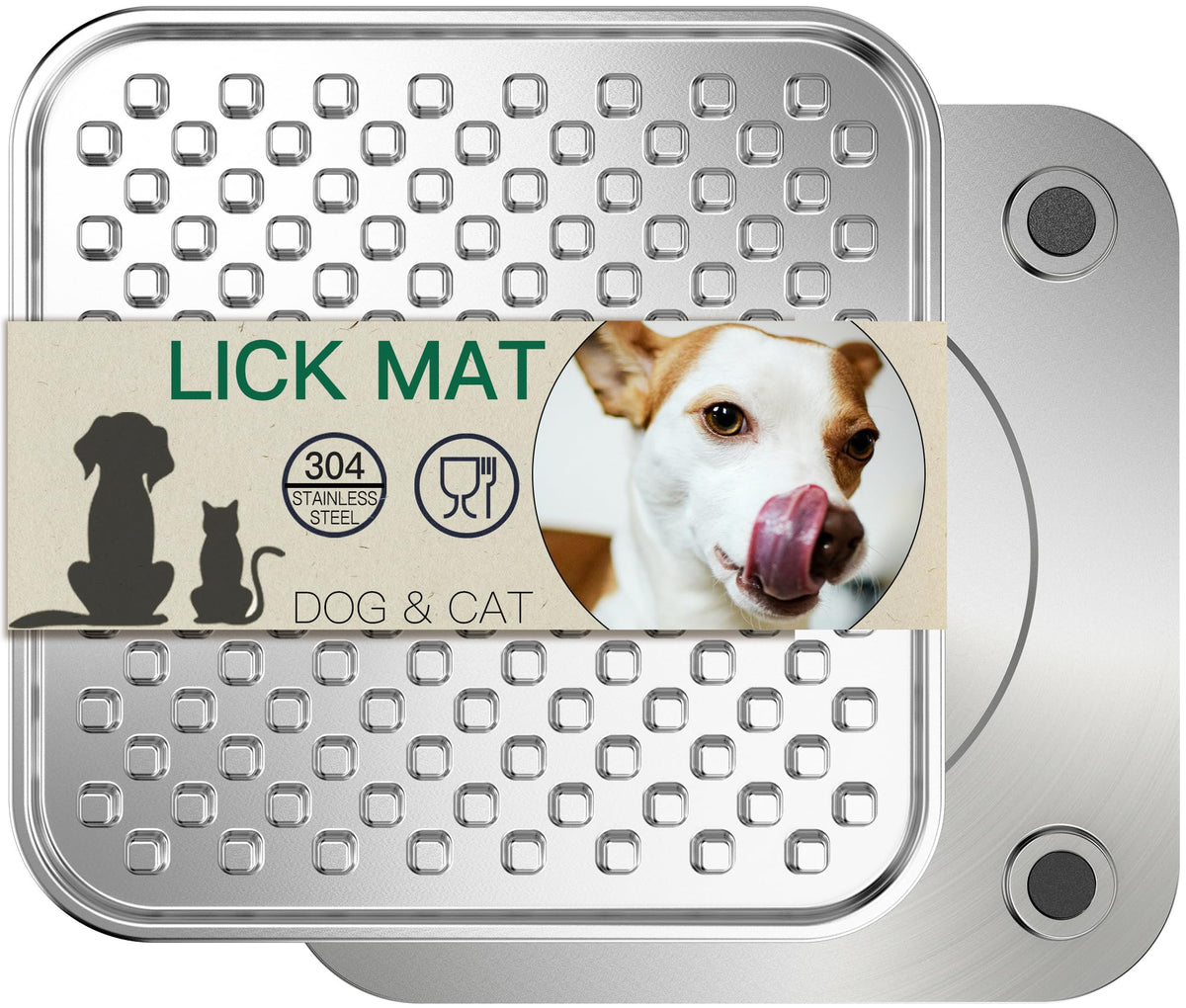Techphardo stainless steel large lick mat close-up with raised maze for calming licking sessions.