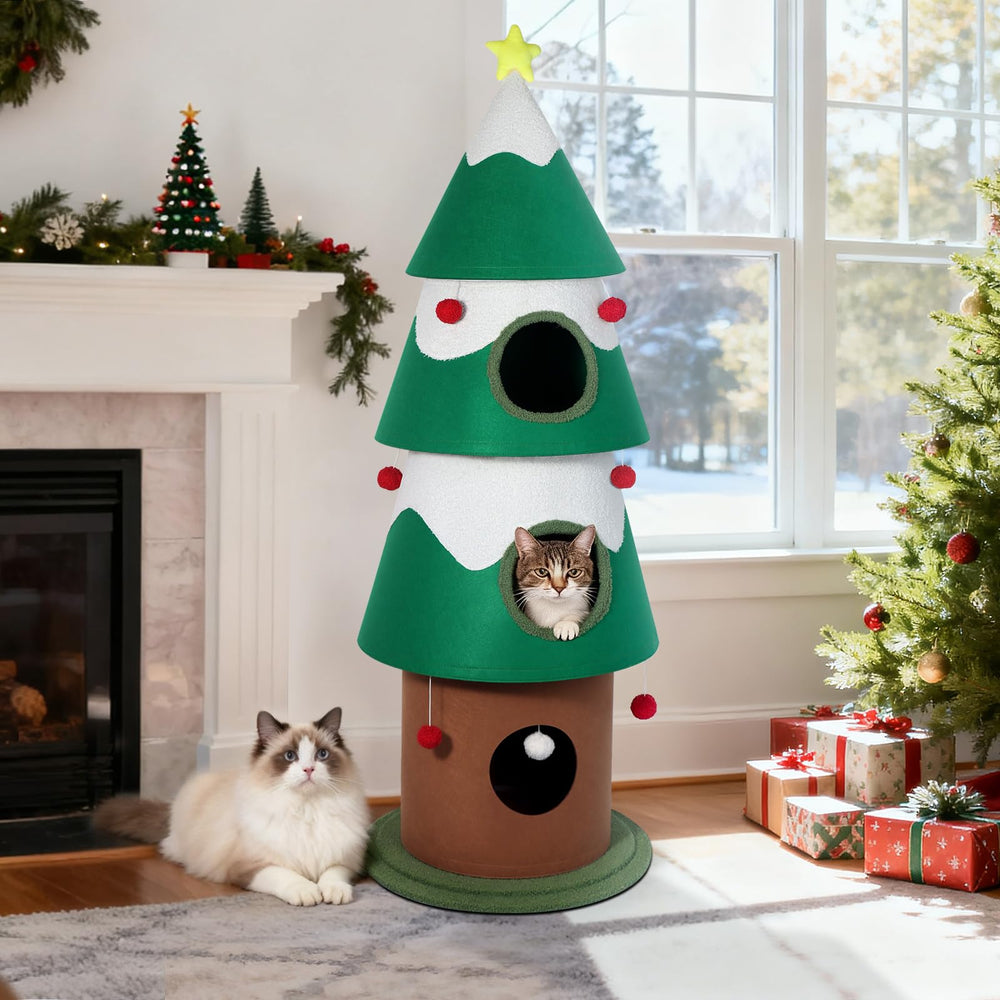 TECHTAIL cat tree multi-levels and hideouts invite climbing and exploration.