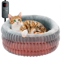 TECHTAIL heated cat bed 20-inch round donut warms pets in cold rooms