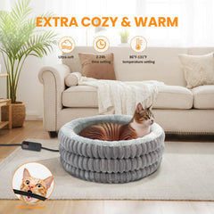 TECHTAIL heated cat bed with adjustable heat controller for personalized warmth