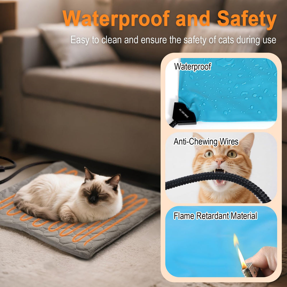 TECHTAIL pet heating pad auto shut-off timer demonstrates safe energy-saving warmth