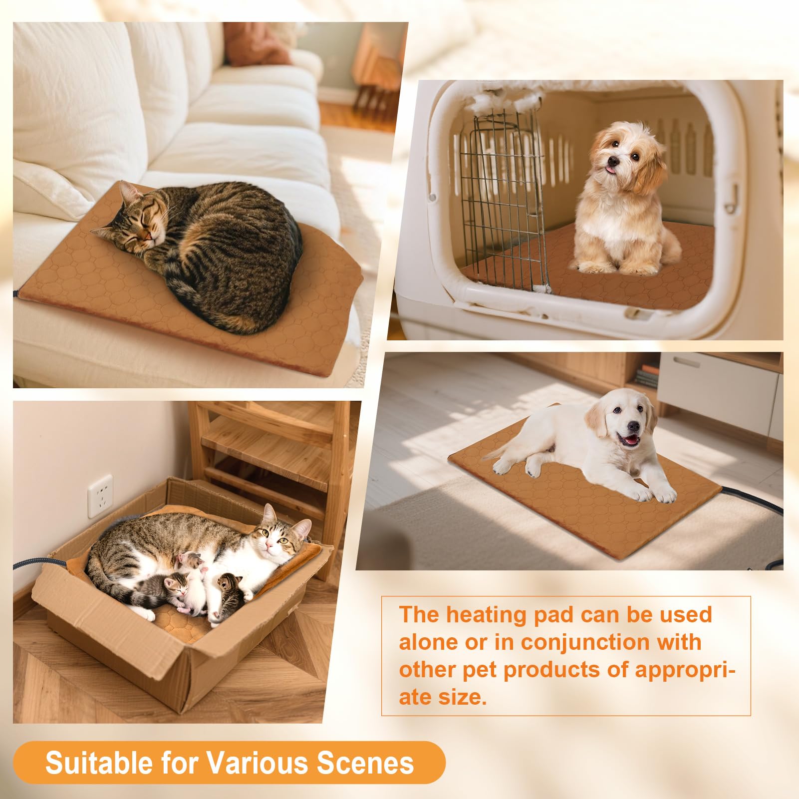 TechTail Pet Heating Pad removable velvet cover is soft, durable, and machine washable