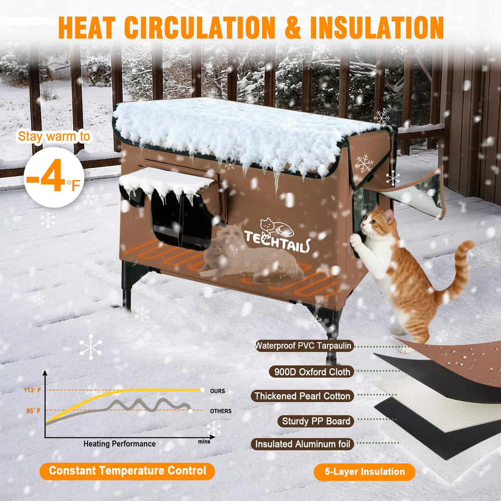 TECHTAIL weatherproof cat shelter PVC and Oxford fabric resist moisture