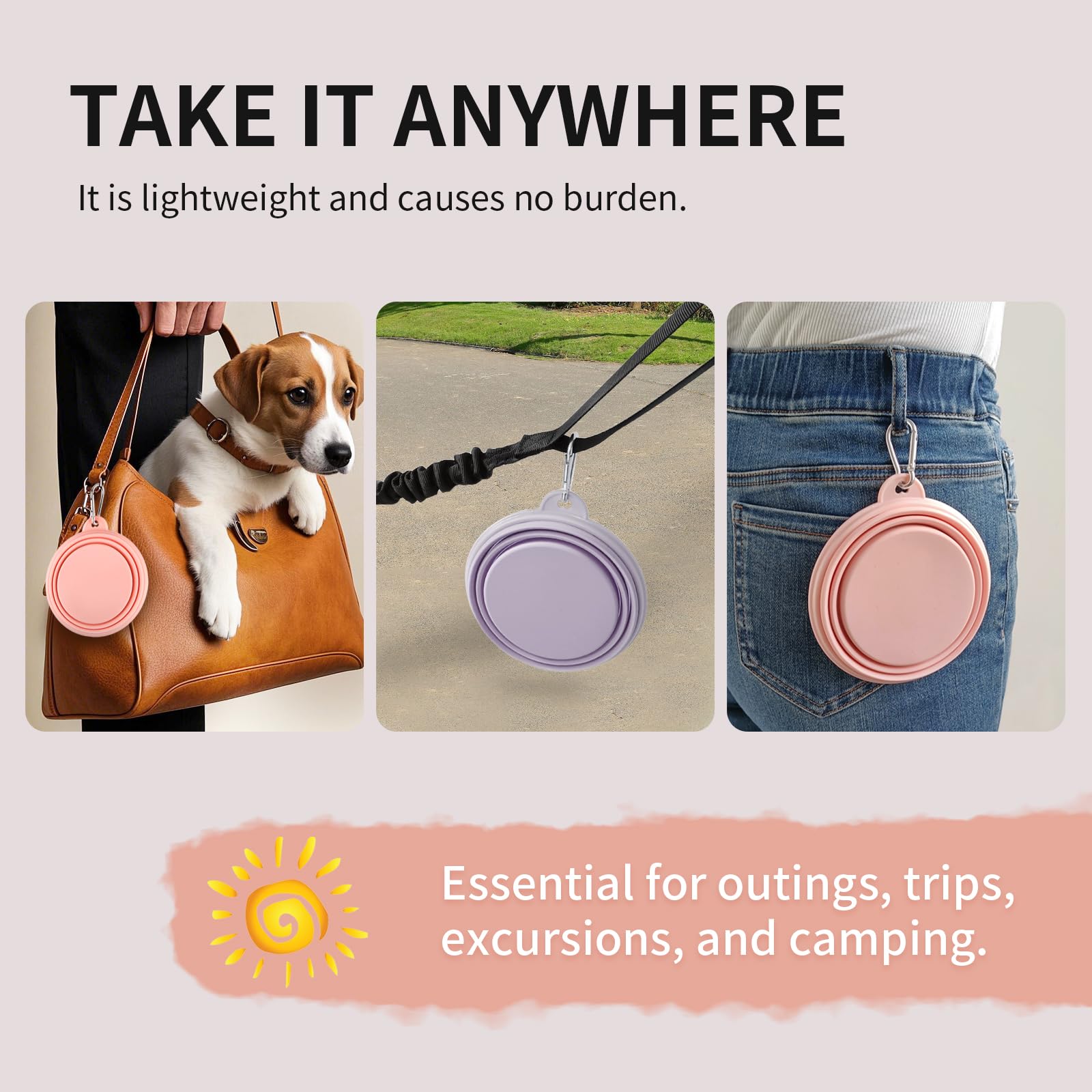 TECOPH collapsible dog bowl color options brighten gear and travel.