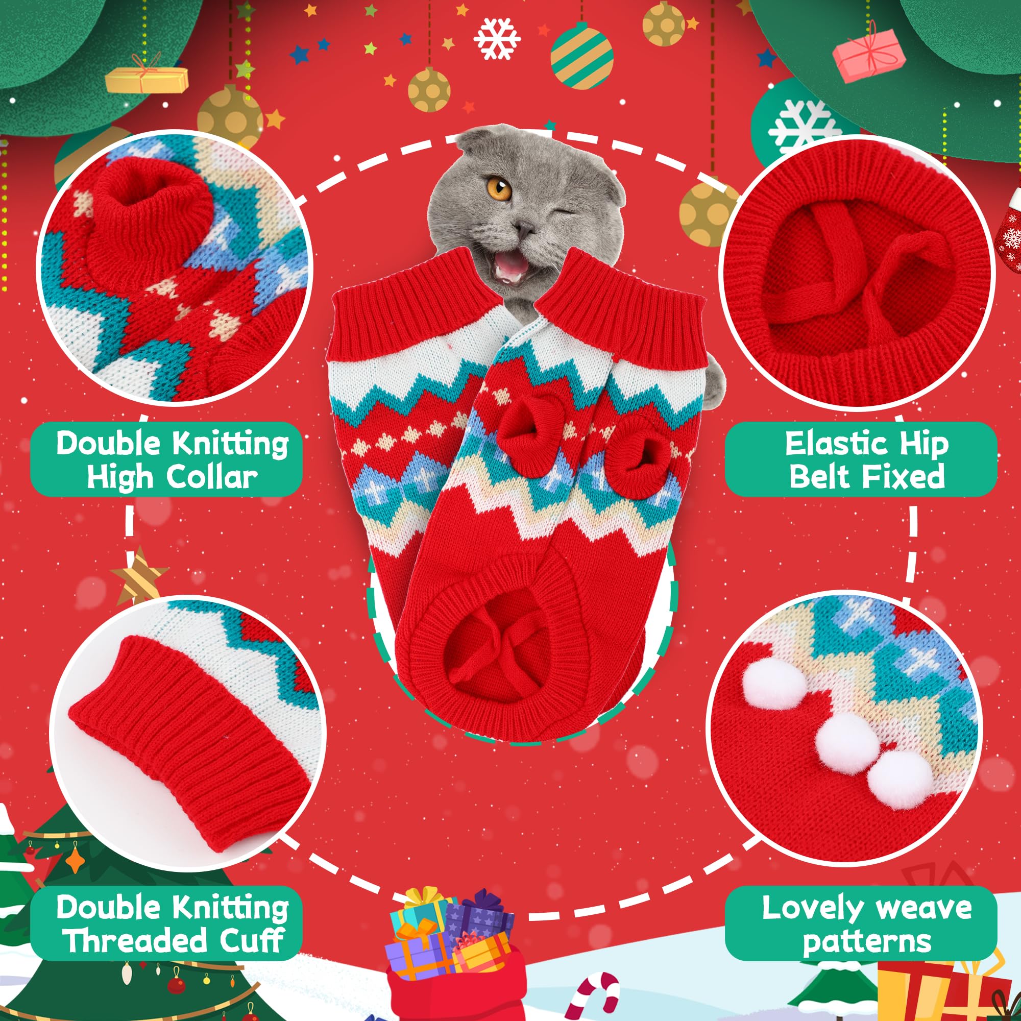 Tecotely cat christmas tree pattern enhances festive flair.