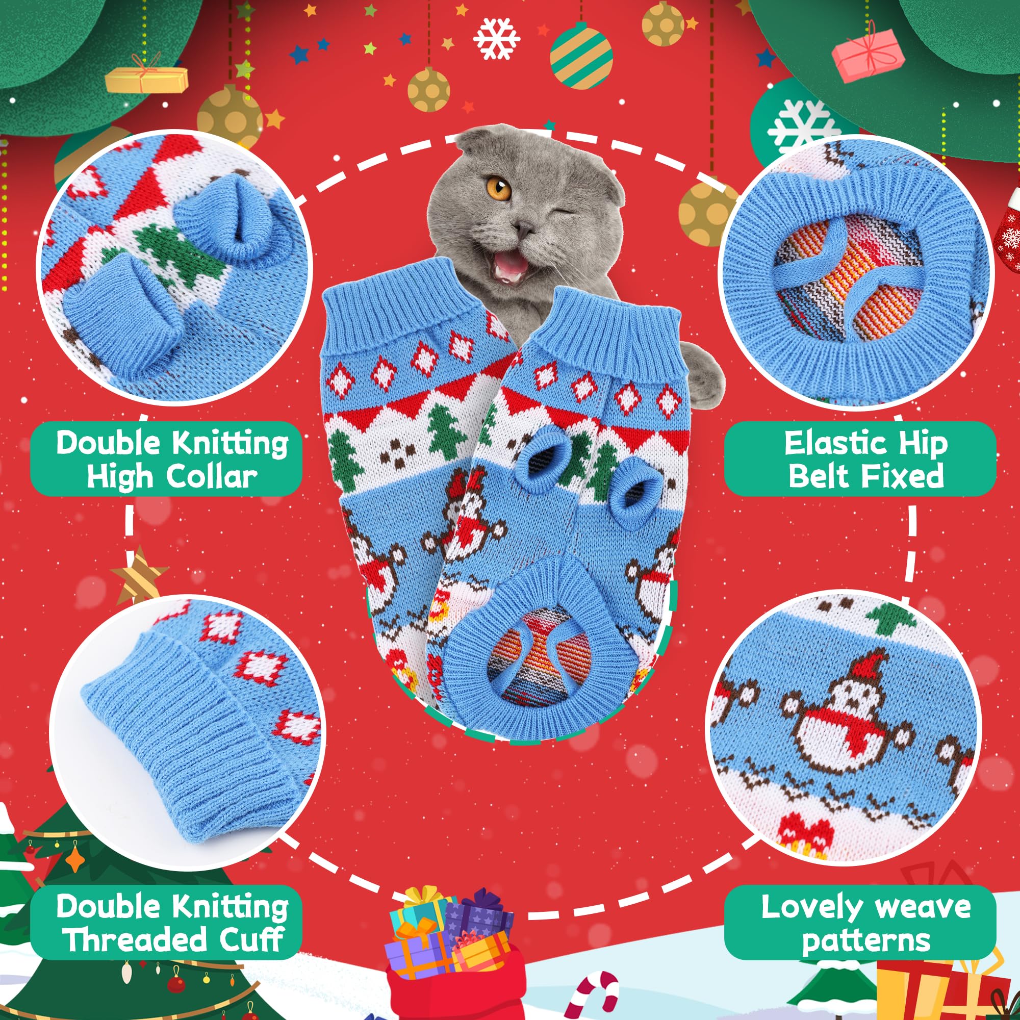 Tecotely small dog Christmas sweater worn for cozy daily wear