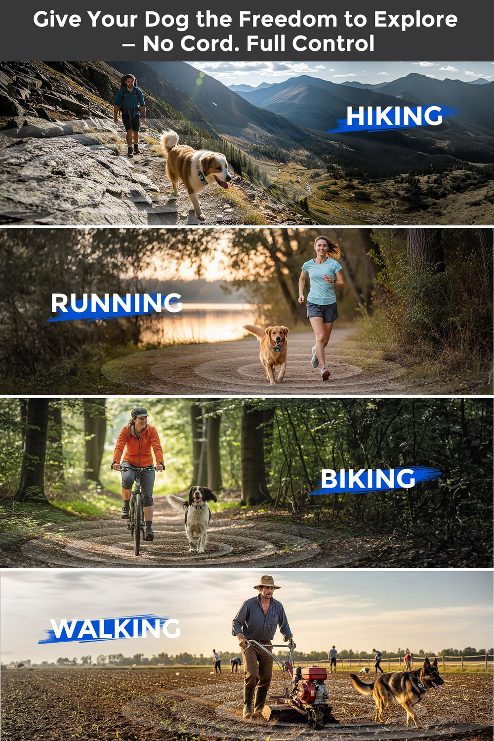 Teendow T800 Pro waterproof IPX7 collar withstands rain and splashes