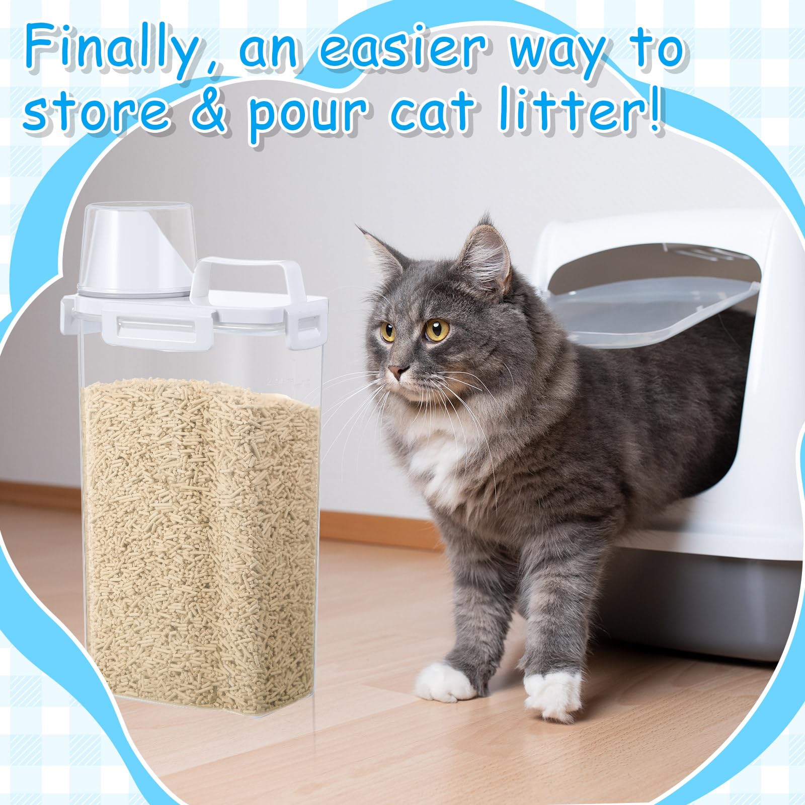 Teenyyou 2-pack clear cat litter containers help monitor fill levels.