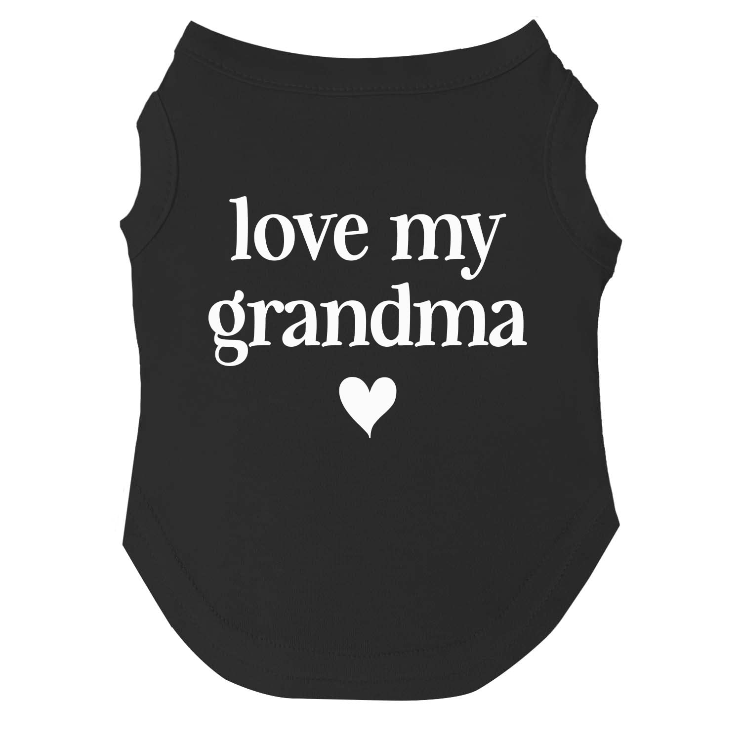 Tees & Tails Love My Grandma Valentine’s Dog Tee front view shows bold holiday style.