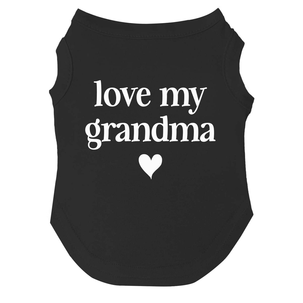 Tees & Tails Love My Grandma Valentine’s Dog Tee front view shows bold holiday style.