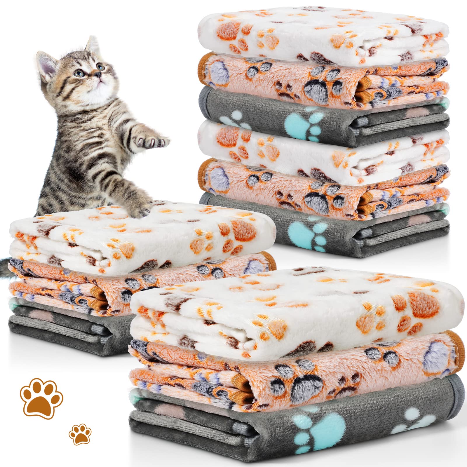 Tegeme paw-print pattern pet blanket folded for easy storage and warmth